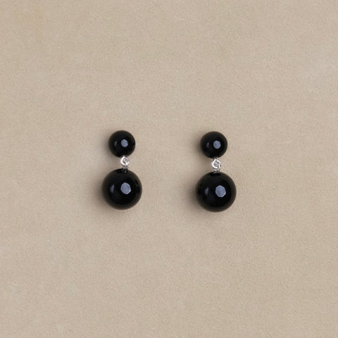 Onyx Double Boule Drop Earrings